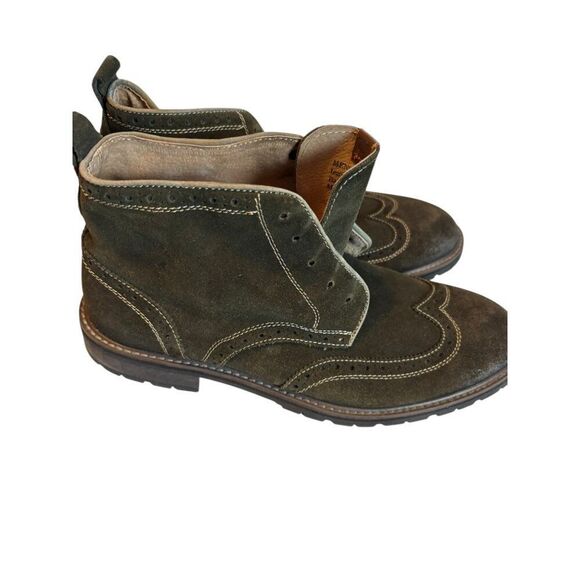 Florsheim Imperial Mens Suede Leather Wingtip Boots Size 10 Olive Green Lace-Up- main image 8